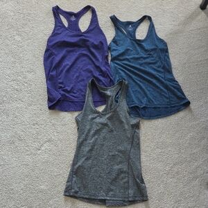Women’s Racerback Tank Tops — Purple, Blue, Gray (3-Pack)